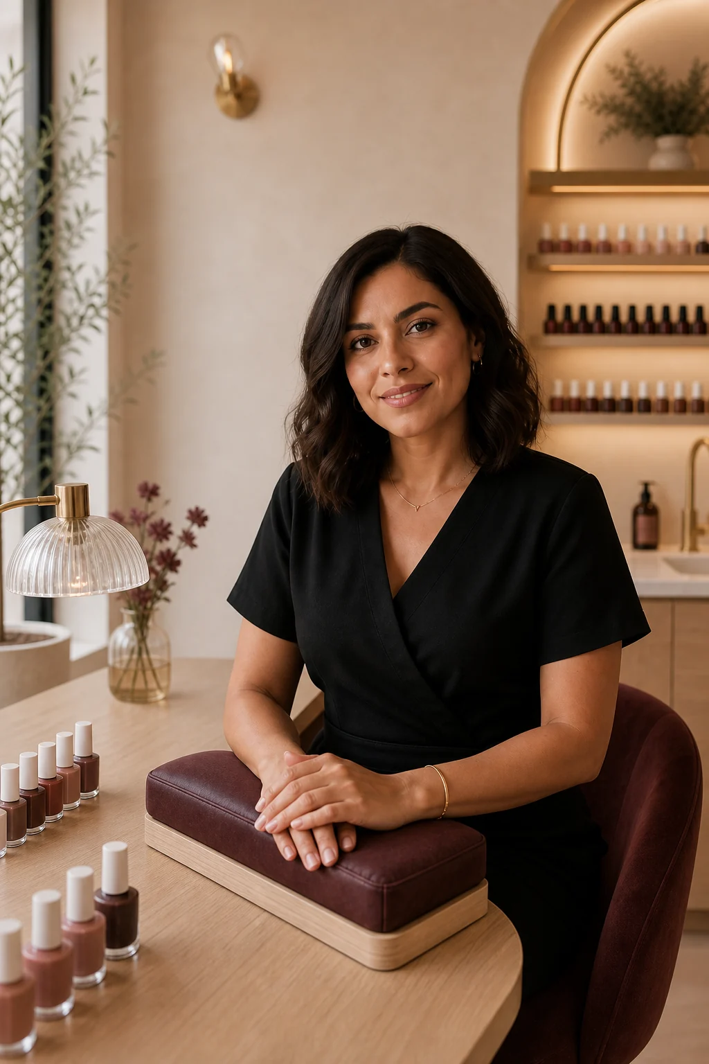 Maya Ellis, the fictional founder of Veloura Nail Atelier